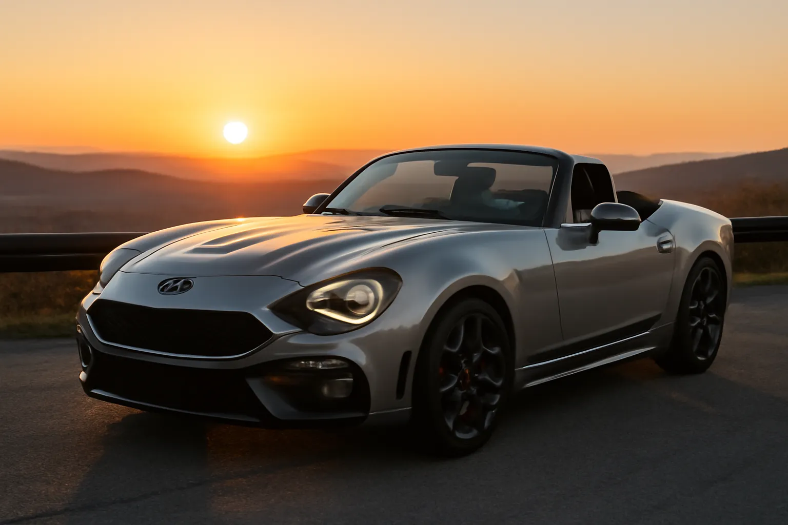 Abarth 124 Spider на фоне живописного пейзажа