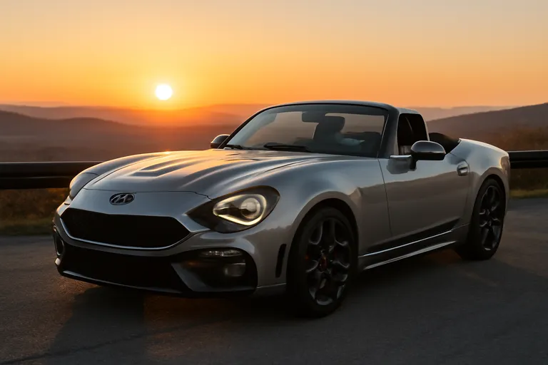 Abarth 124 Spider на фоне живописного пейзажа