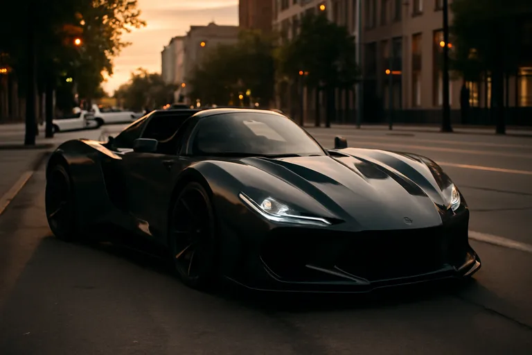 Суперкар Rezvani Beast X на фоне городского пейзажа