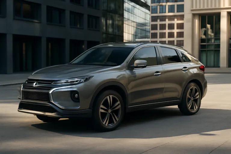 Хэтчбек Mitsubishi ASX VR-e на фоне городского пейзажа