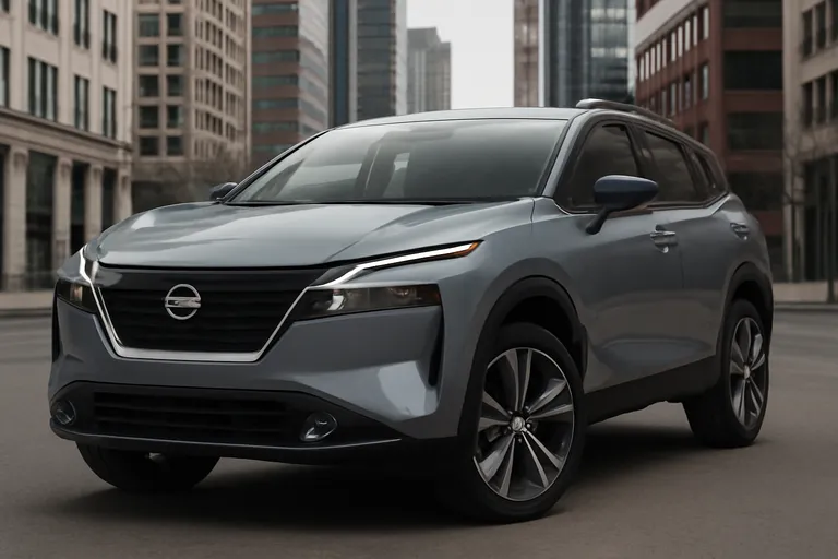 Кроссовер Nissan NX7 на фоне городского пейзажа