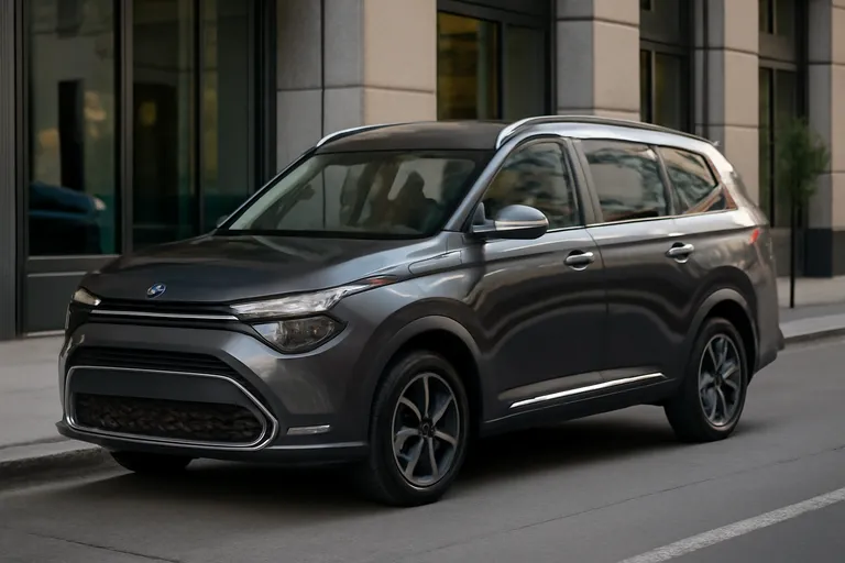 На фоне городской улицы стоит новый компактвэн Kia Carens, готовый к заказу.