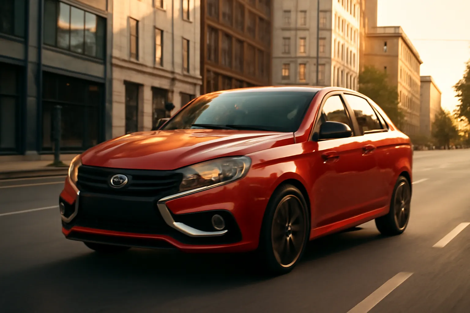Новая Lada Vesta Sport на городских улицах