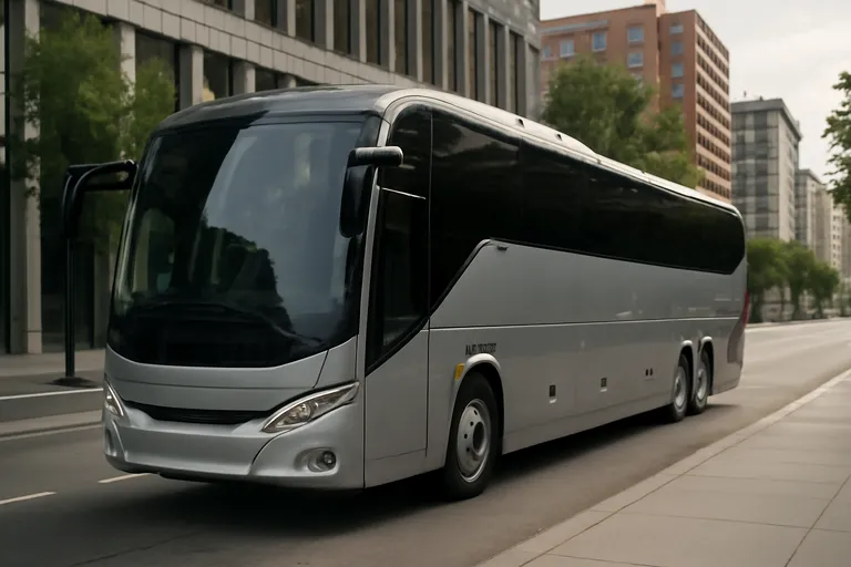 Автобус Avior Touring Bus на фоне городской улицы