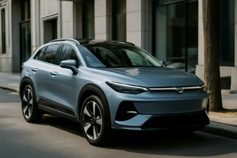 Новый кроссовер Chery Fulwin T7 на фоне городской улицы