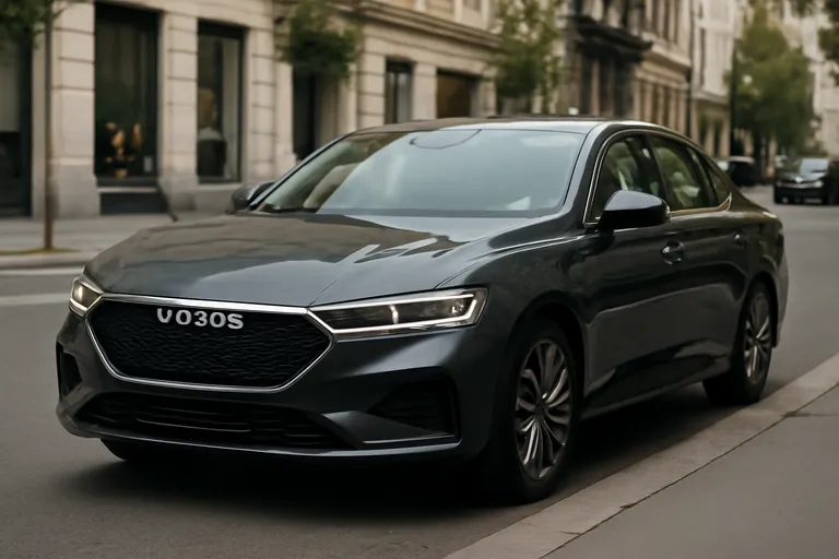 Седан Volga C50 на фоне городской улицы