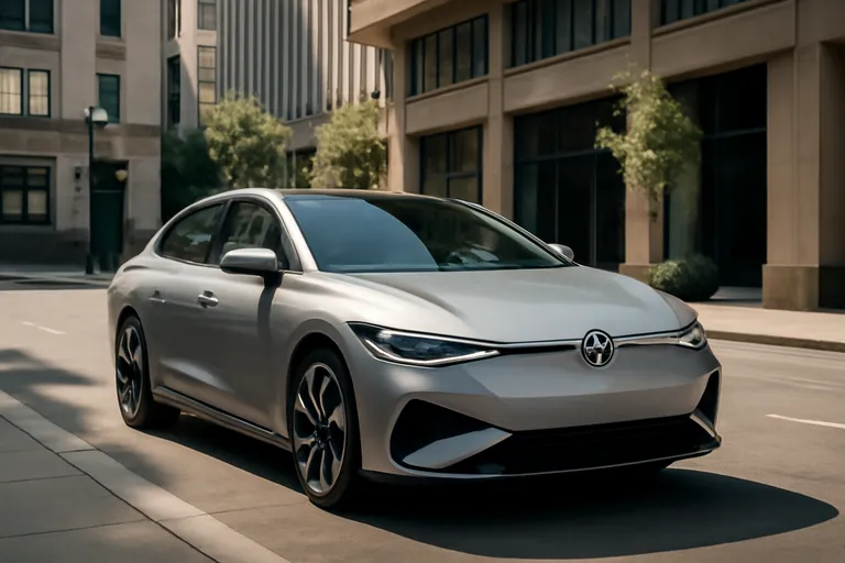 Новый Volkswagen ID.Era 5S на фоне городского пейзажа