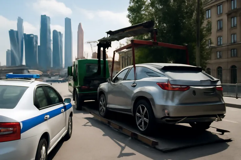 Полиция изымает угнанный Lexus в Москве