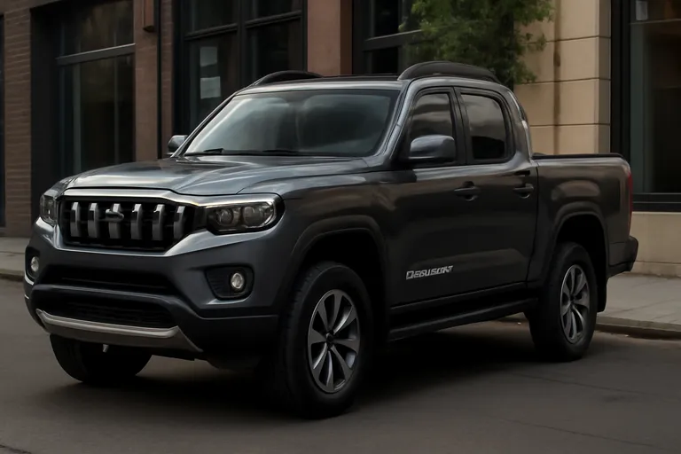 Пикап Mahindra Scorpio Lifestyler на фоне городской улицы.