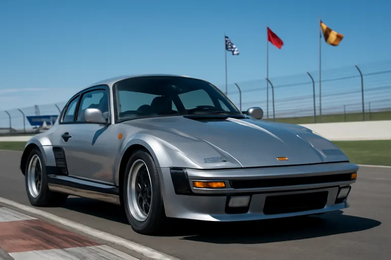 Porsche Flachbau RS на фоне гоночной трассы