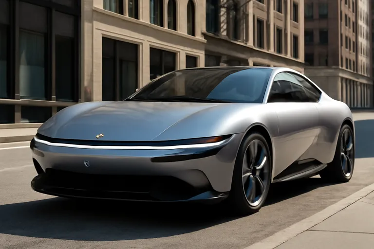 Электромобиль Ferrari Luce на фоне городского пейзажа