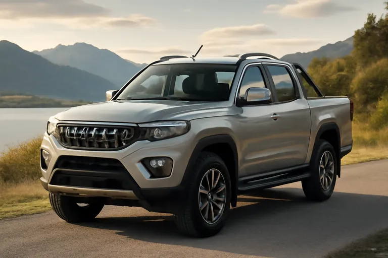 Новый пикап Mahindra Scorpio Lifestyler на фоне живописного пейзажа