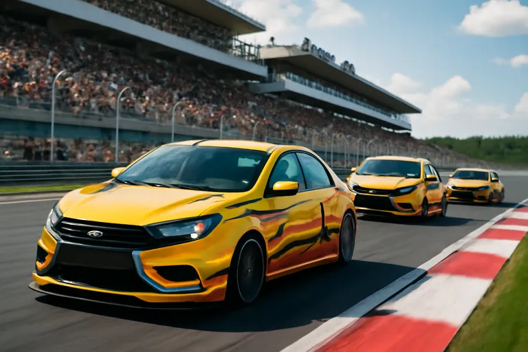 Гонка автомобилей Lada Sport Rosneft на трассе Игора-Драйв в Санкт-Петербурге.
