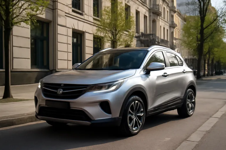 Кроссовер Belgee X50 на фоне городского пейзажа