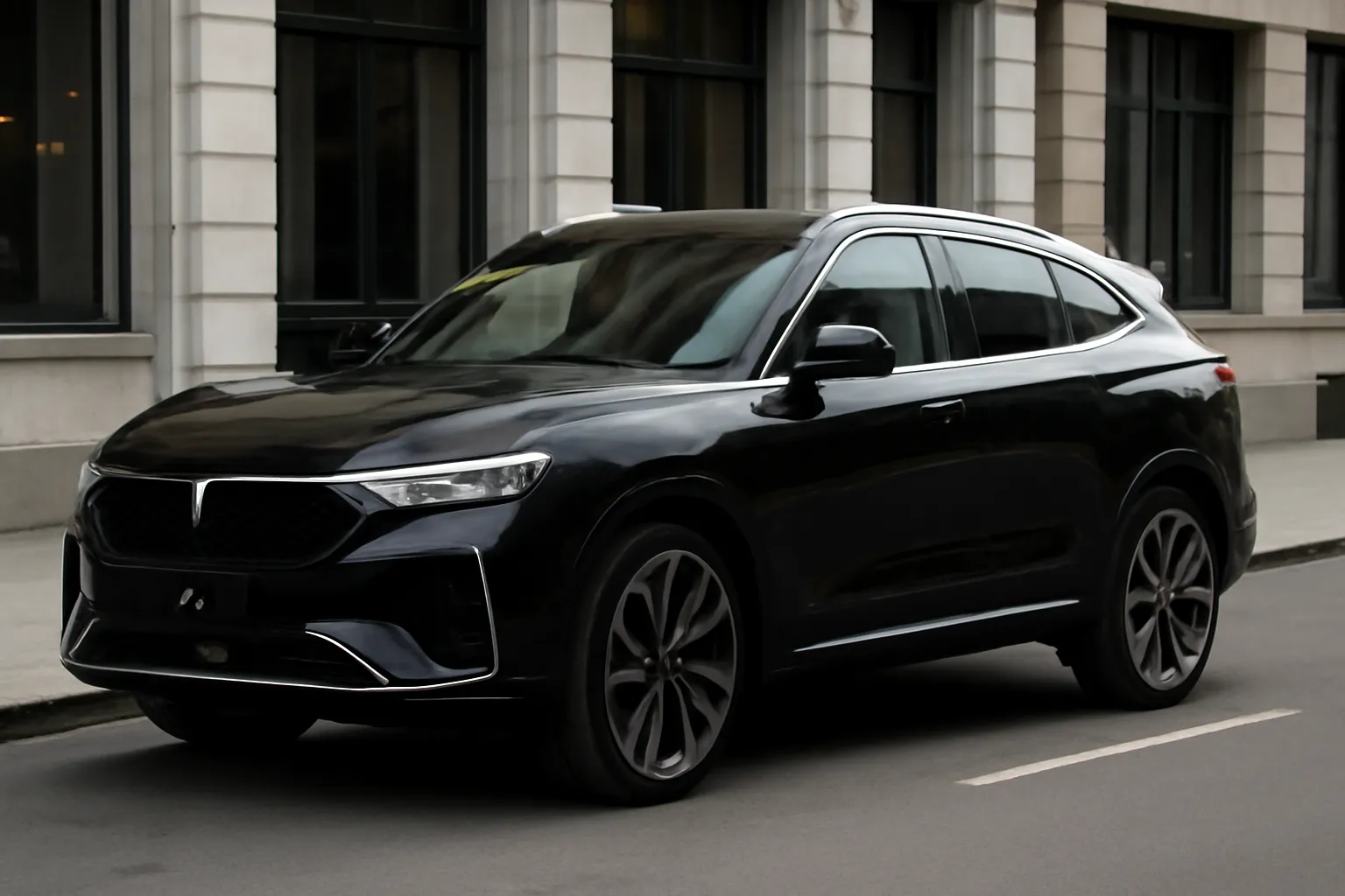 Кроссовер Wey V8X на фоне городского пейзажа