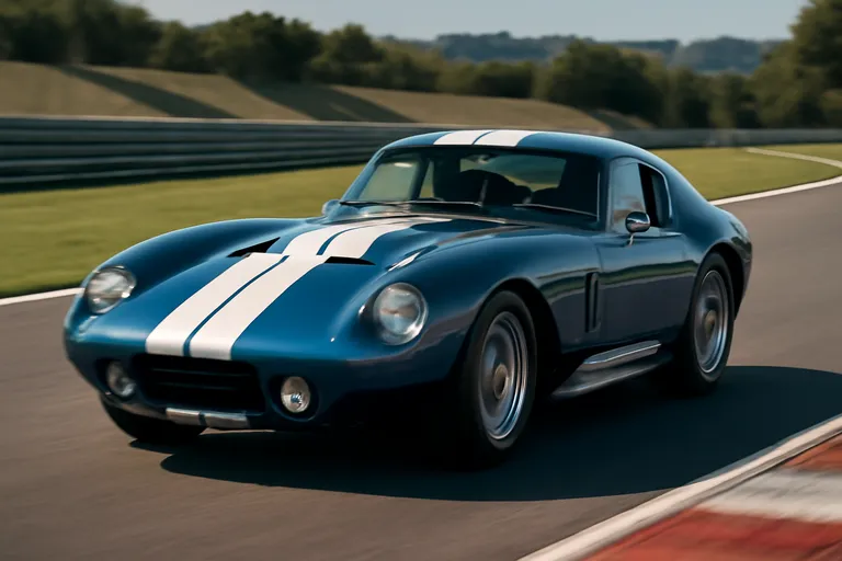 Купе Shelby Cobra Daytona на фоне гоночной трассы