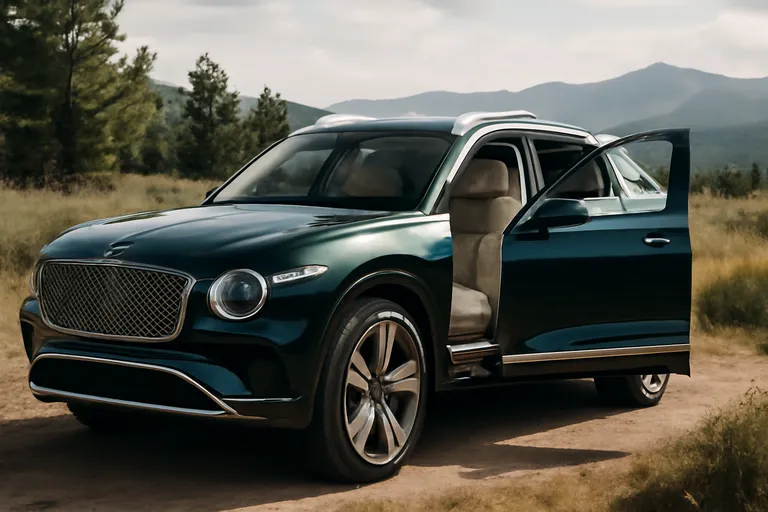 Кроссовер Bentley Torcal на фоне природы, акцент на уникальном шерстяном салоне.
