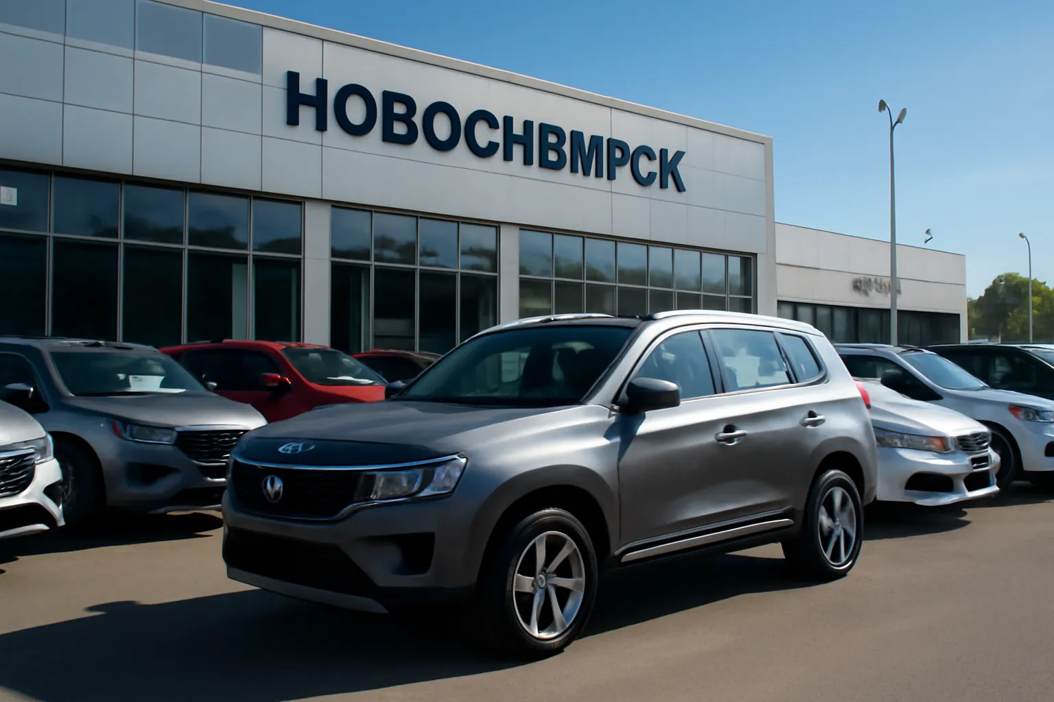 Автомобильный салон с новыми моделями автомобилей